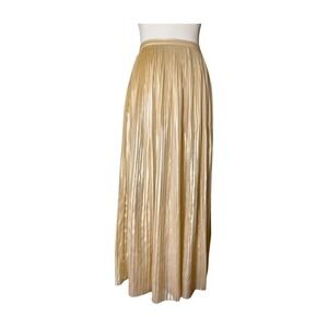 NWT Maison Margiela‎ Gold Pleated Accordian Maxi Skirt Size 38 Metallic Silk